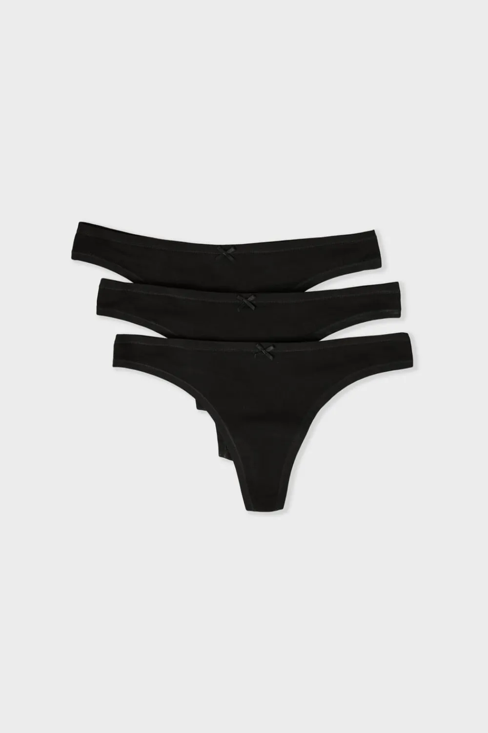 Outlet ETAM Set de 3 tangas a juego de algodón orgánico NEGRO