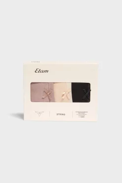 New ETAM Set de 3 tangas a juego de algodón orgánico TOPO