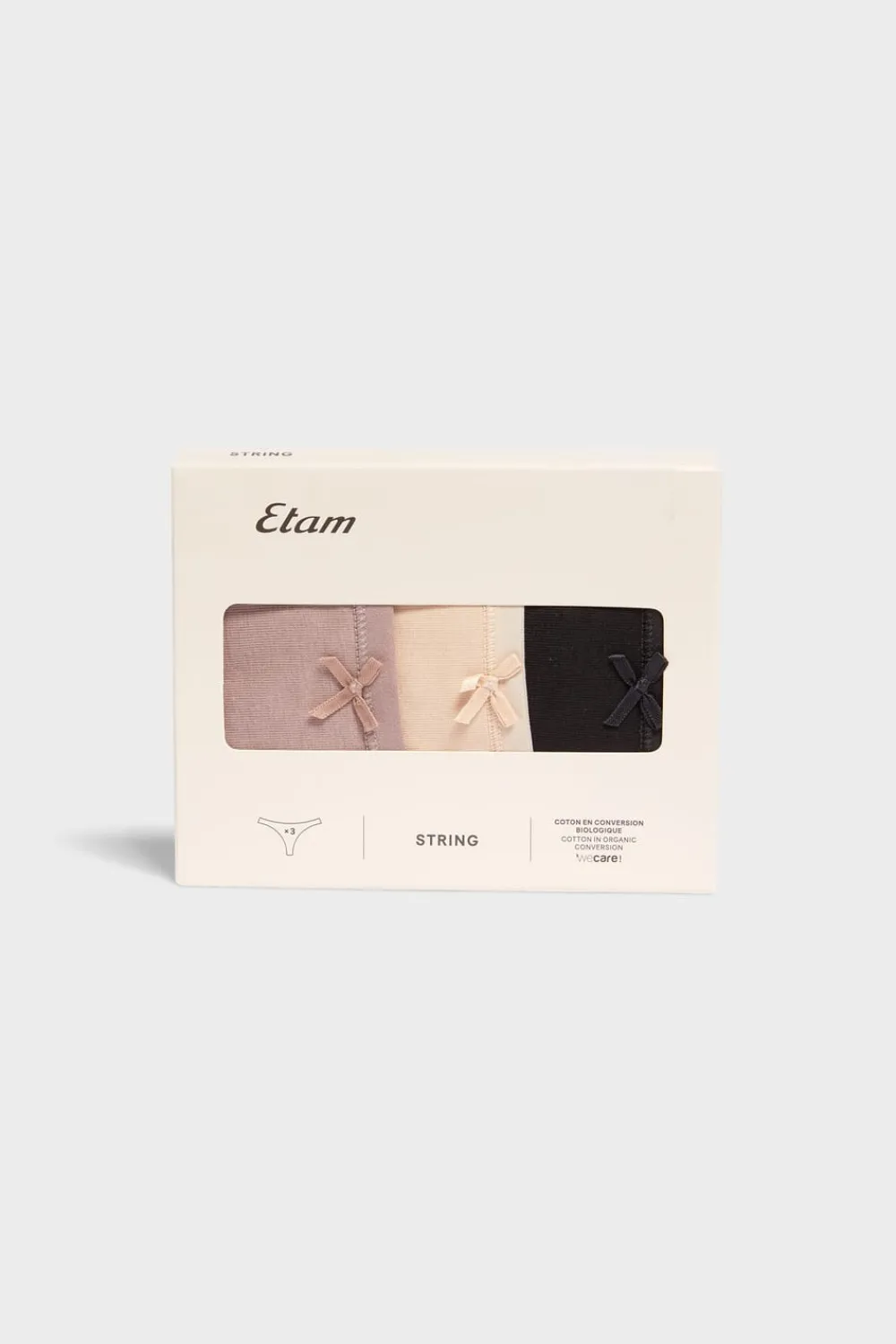 New ETAM Set de 3 tangas a juego de algodón orgánico TOPO