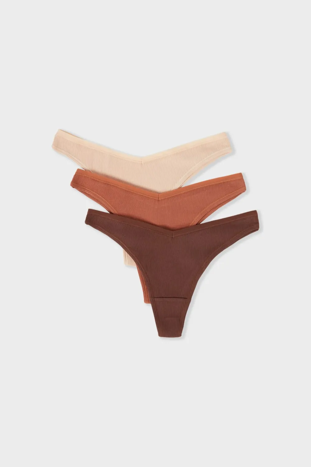 ETAM Set de 3 tangas de algodón BEIGE