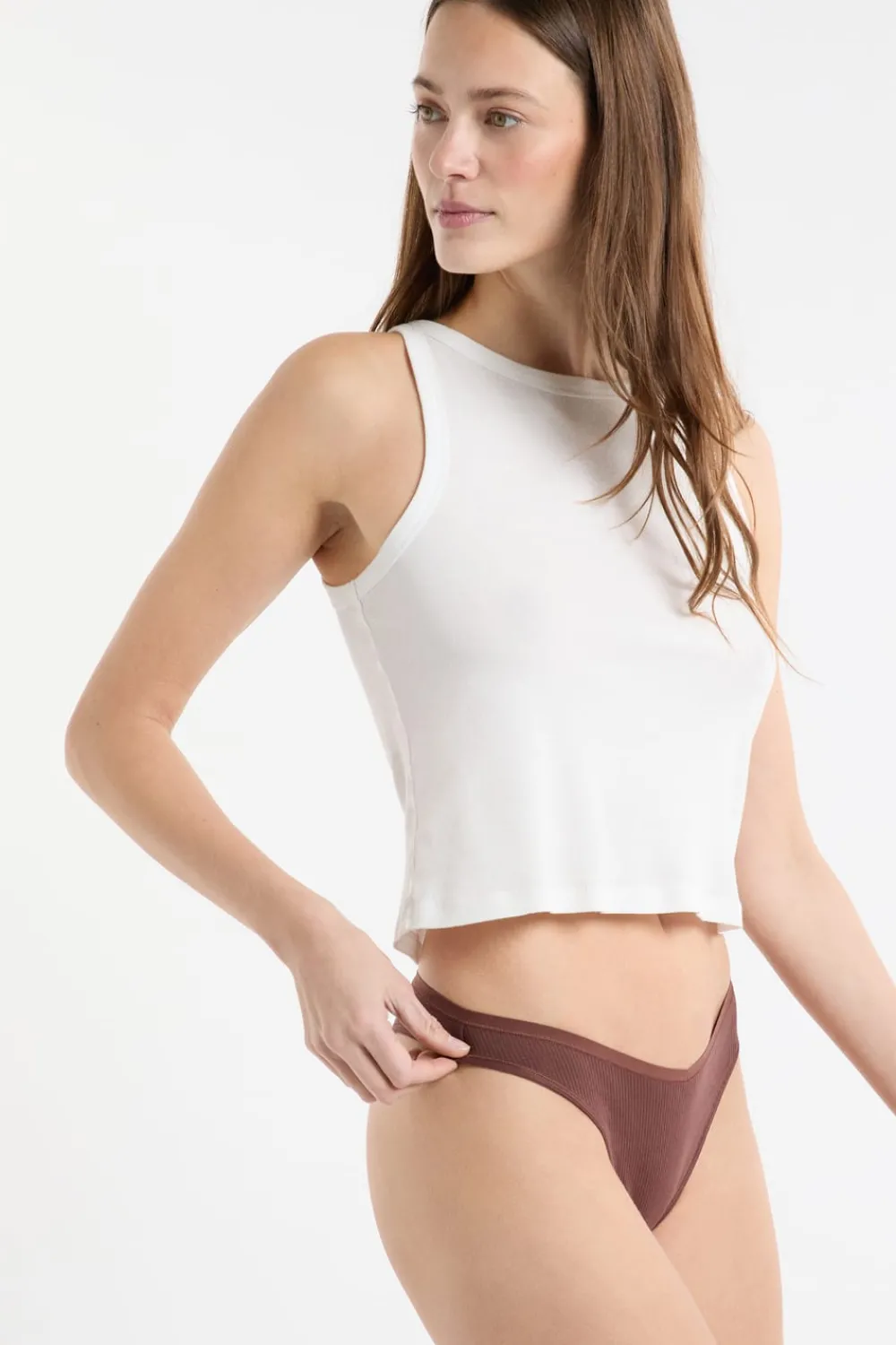 ETAM Set de 3 tangas de algodón BEIGE