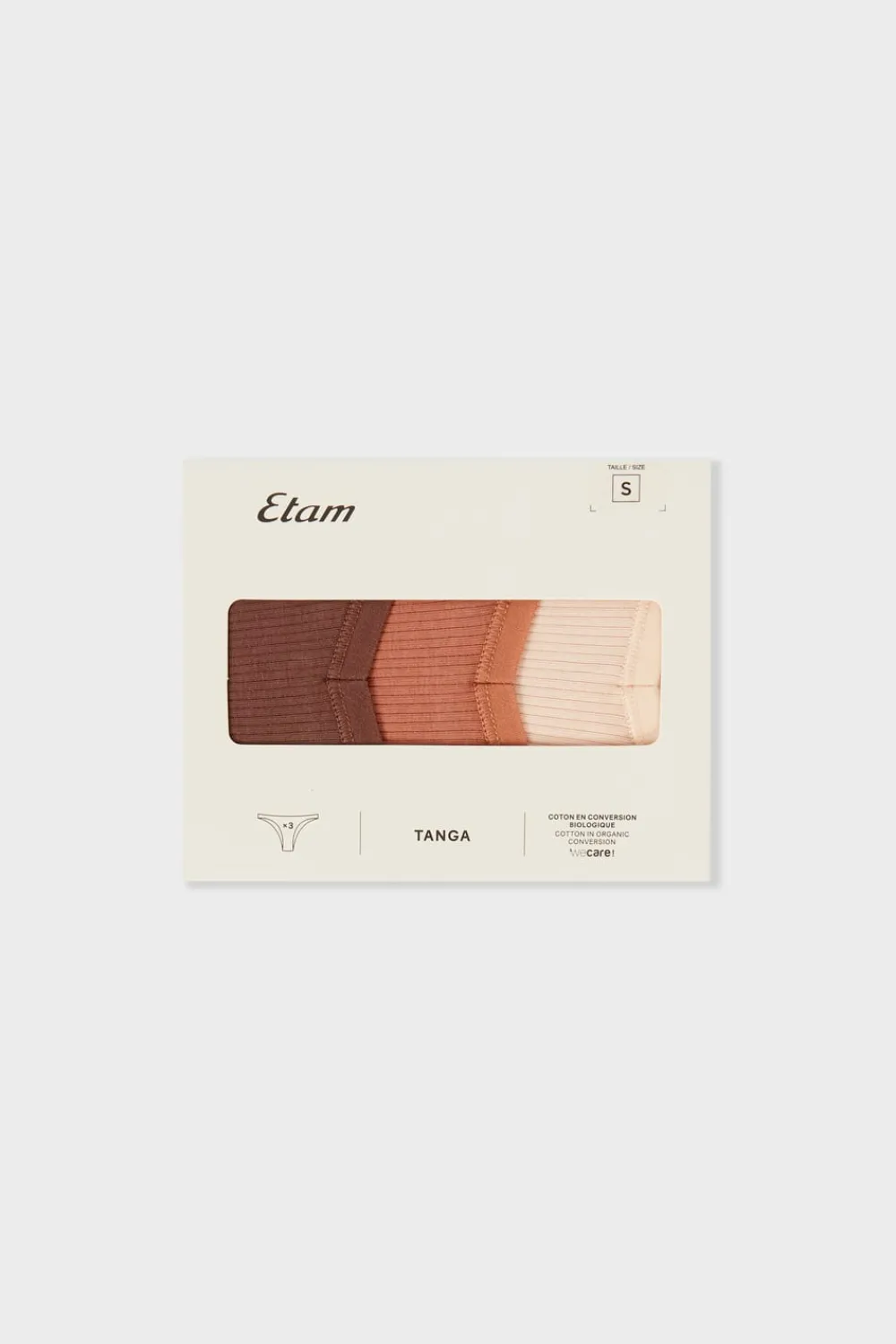 ETAM Set de 3 tangas de algodón BEIGE