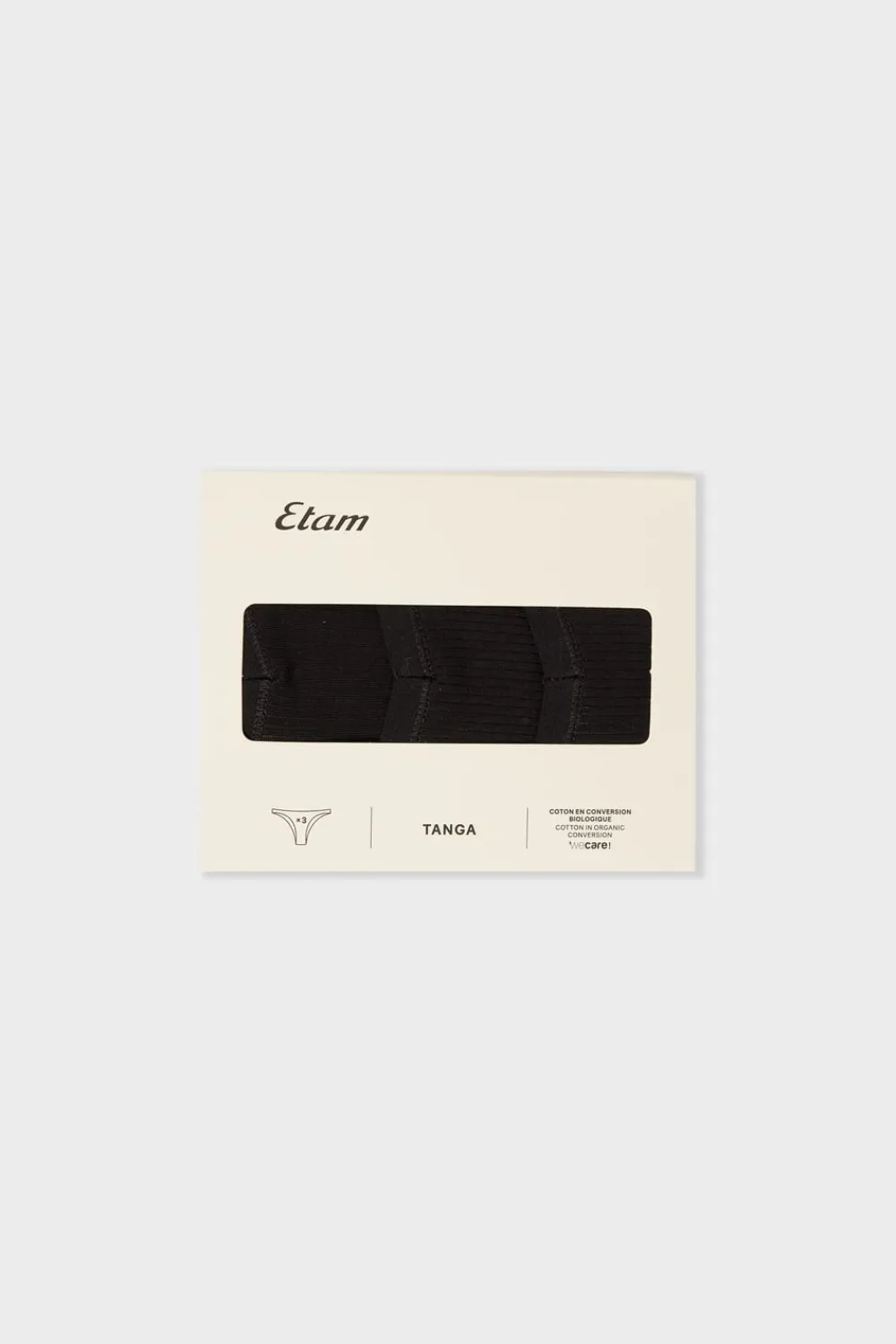 Discount ETAM Set de 3 tangas de algodón NEGRO