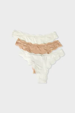 Online ETAM Set de 3 tangas de microfibra y encaje MULTICOLOR