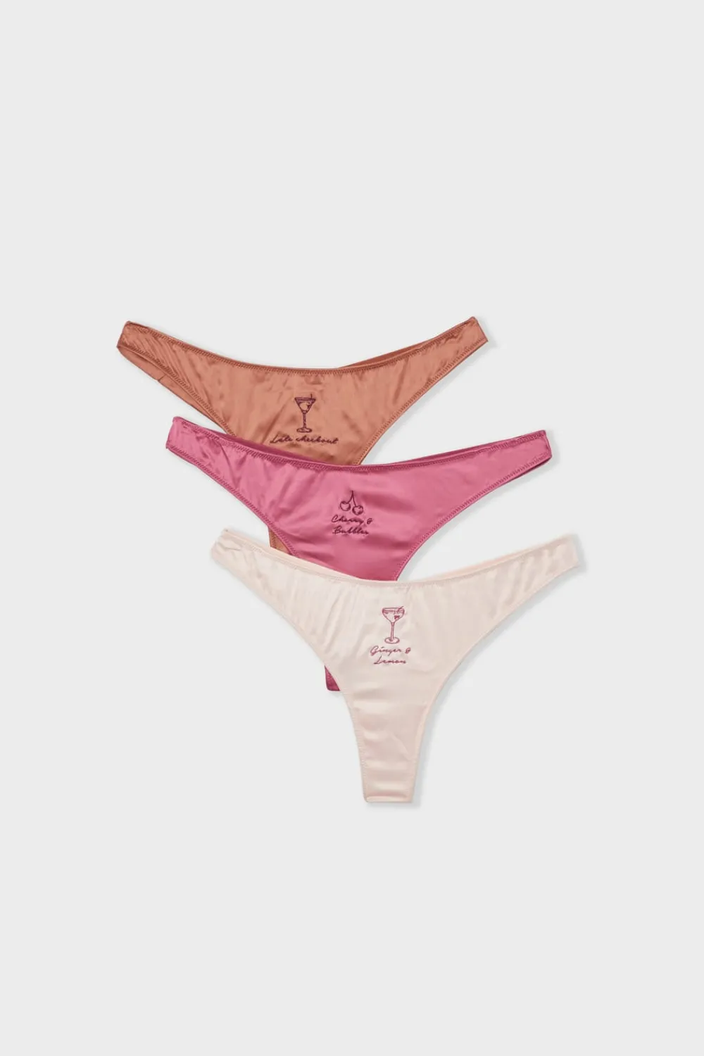 Sale ETAM Set de 3 tangas satinados rosa nude
