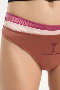 Sale ETAM Set de 3 tangas satinados rosa nude