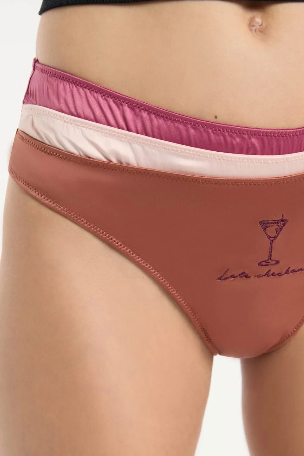 Sale ETAM Set de 3 tangas satinados rosa nude