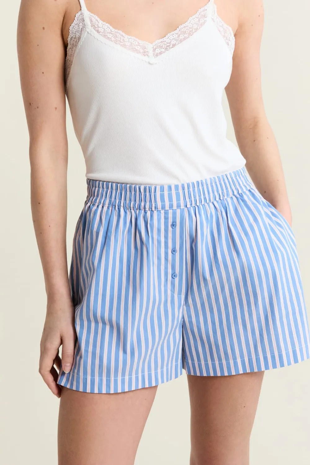 Discount ETAM Short de pyjama à rayures avec coton BLEU