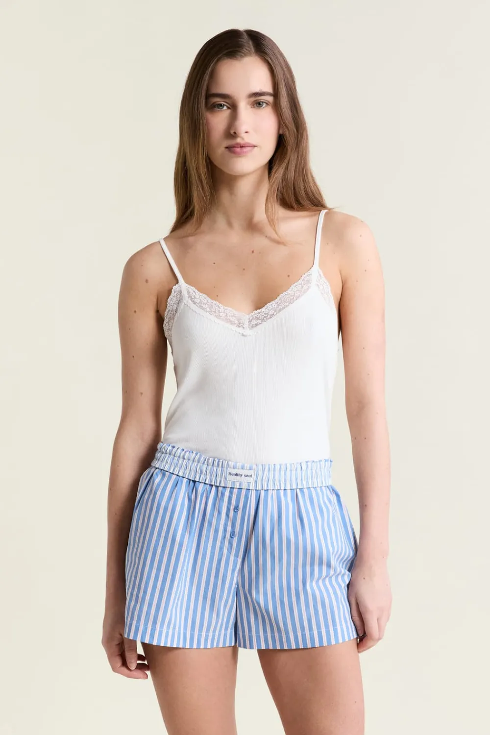 Discount ETAM Short de pyjama à rayures avec coton BLEU