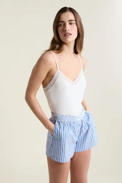 Discount ETAM Short de pyjama à rayures avec coton BLEU