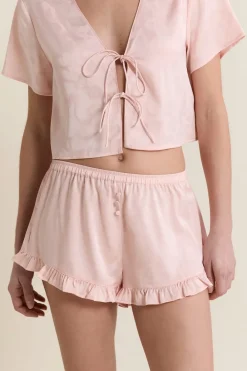 Sale ETAM Short de pyjama satiné IMP FOND ROSE