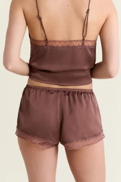 Hot ETAM Short de pyjama satiné CHOCOLAT