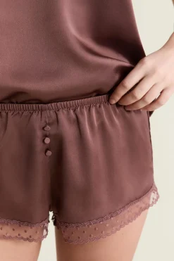 Hot ETAM Short de pyjama satiné CHOCOLAT