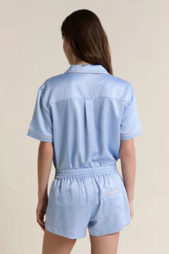 Discount ETAM Short de pyjama satiné à pois IMP BLEU VERT
