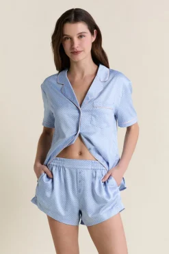 Discount ETAM Short de pyjama satiné à pois IMP BLEU VERT