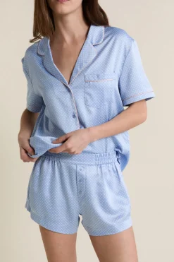 Discount ETAM Short de pyjama satiné à pois IMP BLEU VERT