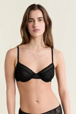 Hot ETAM Soutien-gorge en dentelle avec bijou doré NOIR