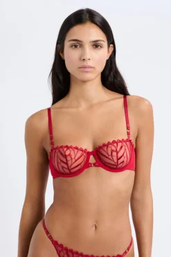 New ETAM Soutien-gorge N.9 - Balconnet en broderie ROUGE