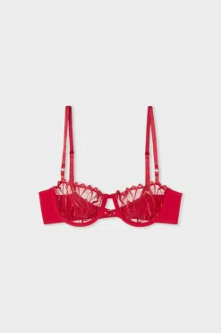 New ETAM Soutien-gorge N.9 - Balconnet en broderie ROUGE
