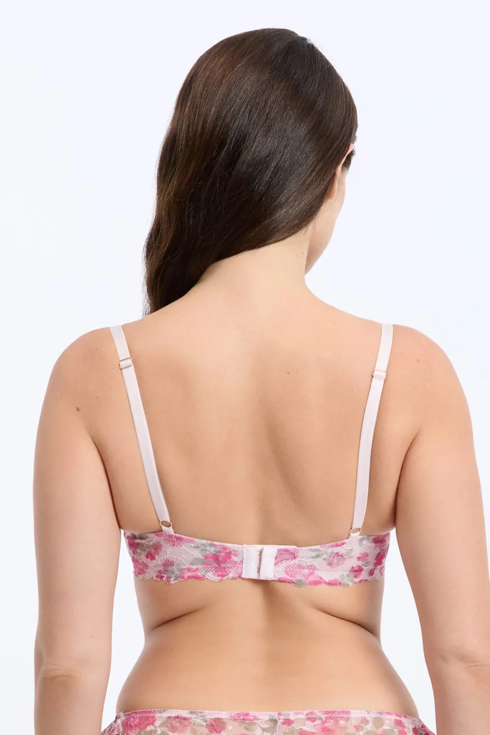 Hot ETAM Soutien-gorge N.9 - Balconnet en dentelle avec fleurs ROSE
