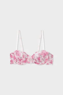 Hot ETAM Soutien-gorge N.9 - Balconnet en dentelle avec fleurs ROSE