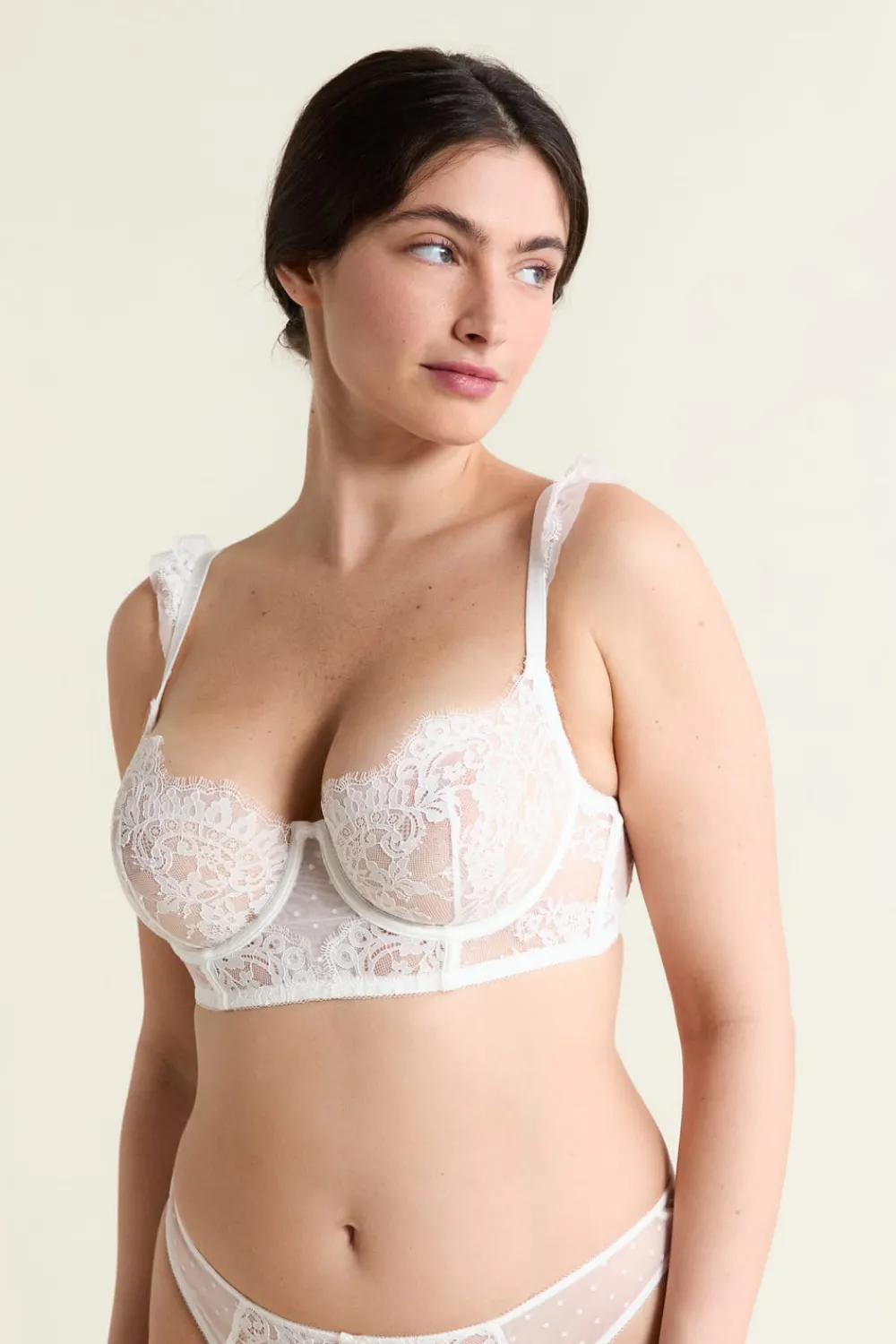 ETAM Soutien-gorge N.9 - Balconnet bustier en dentelle ECRU