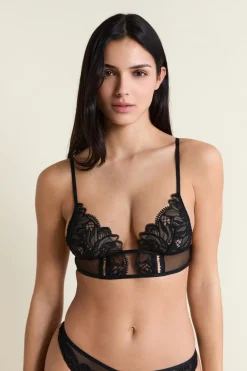 Outlet ETAM Soutien-gorge triangle en guipure NOIR