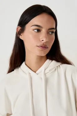 Best ETAM Sudadera con capucha efecto terciopelo ECRU