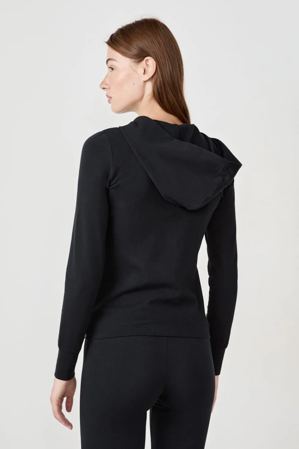 Outlet ETAM Sudadera con capucha y cremallera de algodón NEGRO