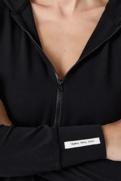 Outlet ETAM Sudadera con capucha y cremallera de algodón NEGRO
