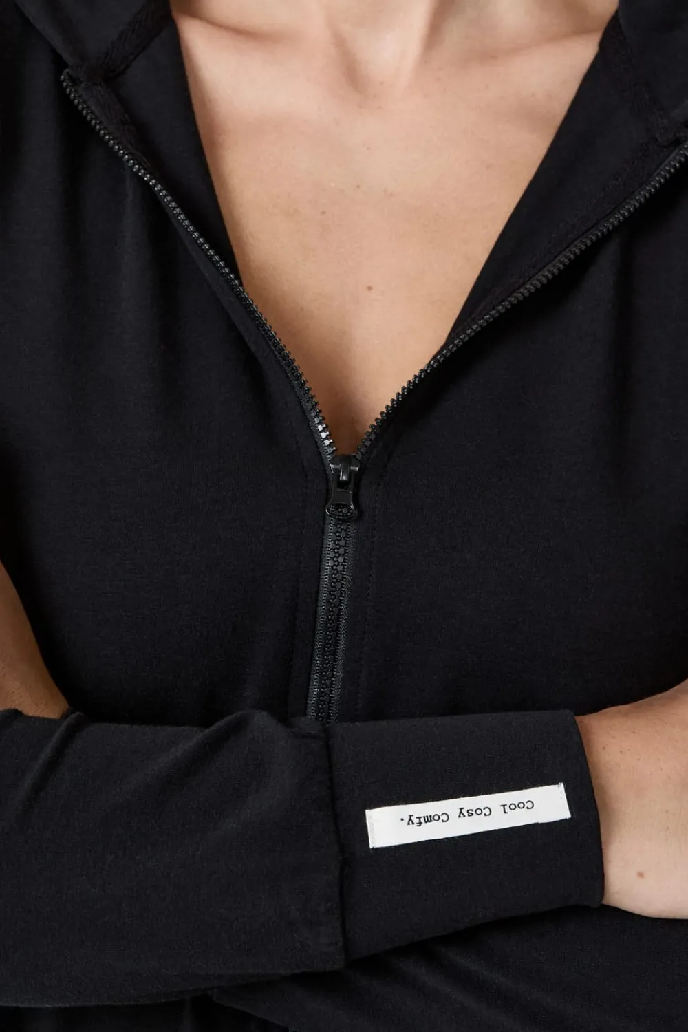 Outlet ETAM Sudadera con capucha y cremallera de algodón NEGRO
