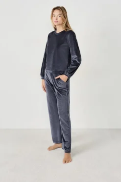 Outlet ETAM Sudadera con efecto terciopelo AZUL NOCHE
