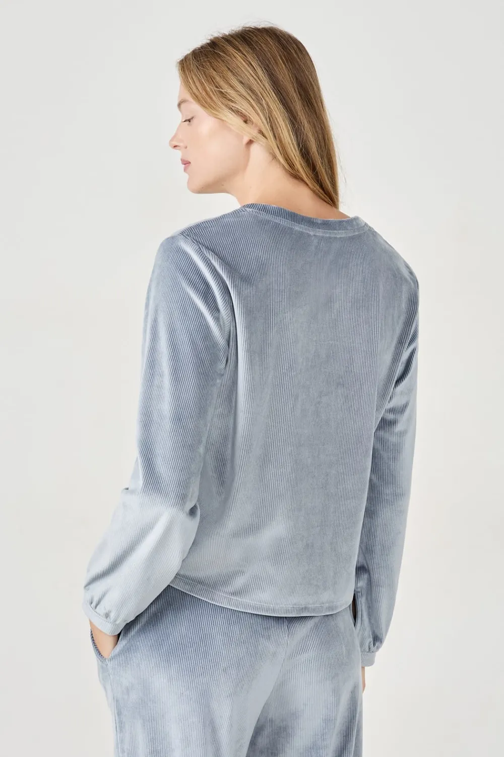 Discount ETAM Sudadera con efecto terciopelo AZUL
