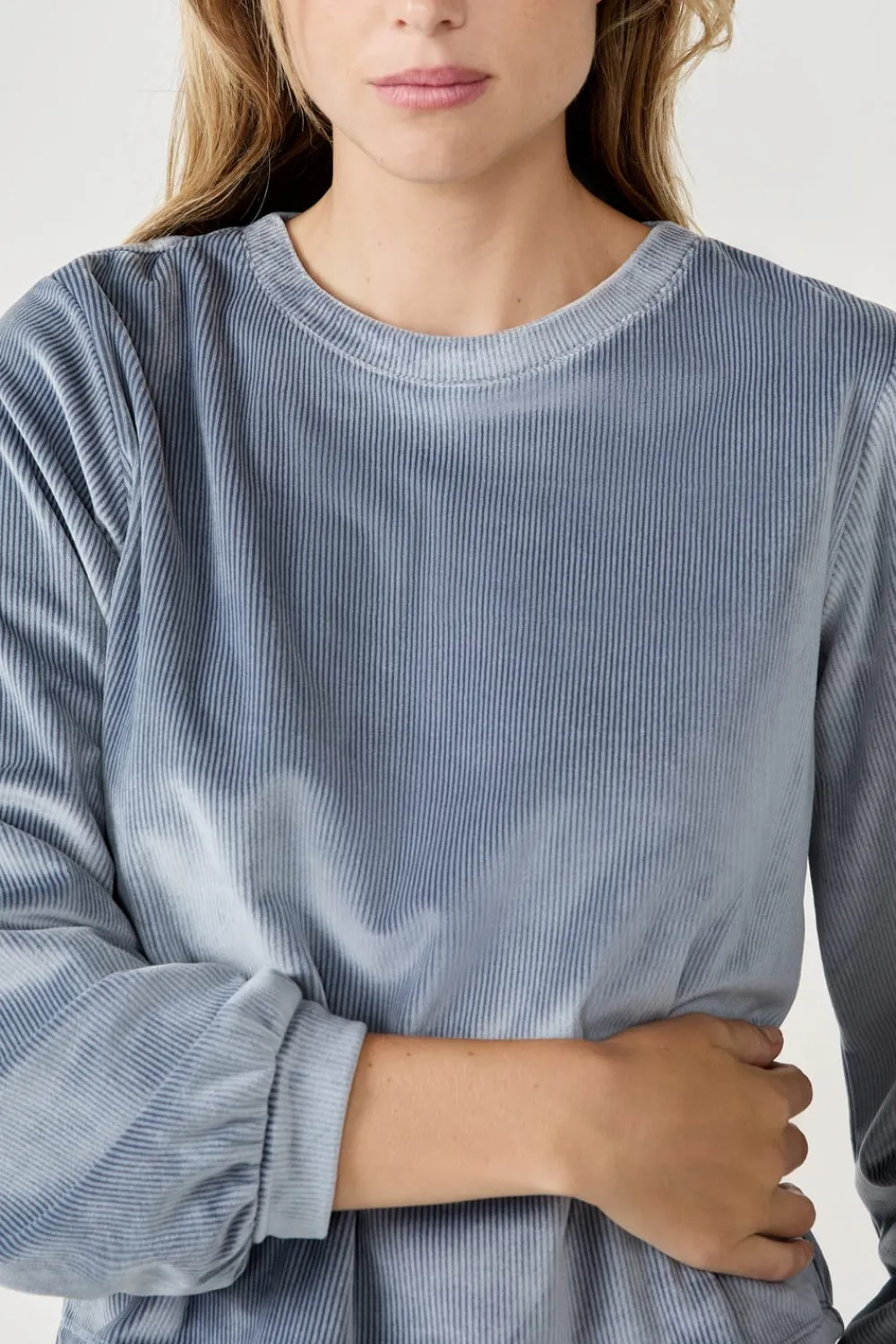 Discount ETAM Sudadera con efecto terciopelo AZUL