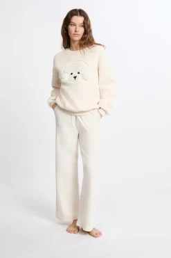 Outlet ETAM Sudadera con estampado de perro y efecto polar CRUDO