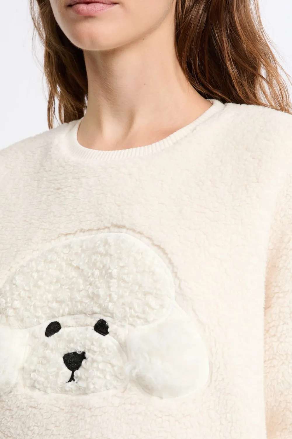 Outlet ETAM Sudadera con estampado de perro y efecto polar CRUDO