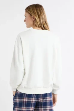 Outlet ETAM Sudadera de algodón con estampado de esquiadores crudo