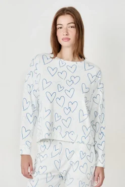 Sale ETAM Sudadera de pijama con corazones BLANCO