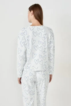 Sale ETAM Sudadera de pijama con corazones BLANCO