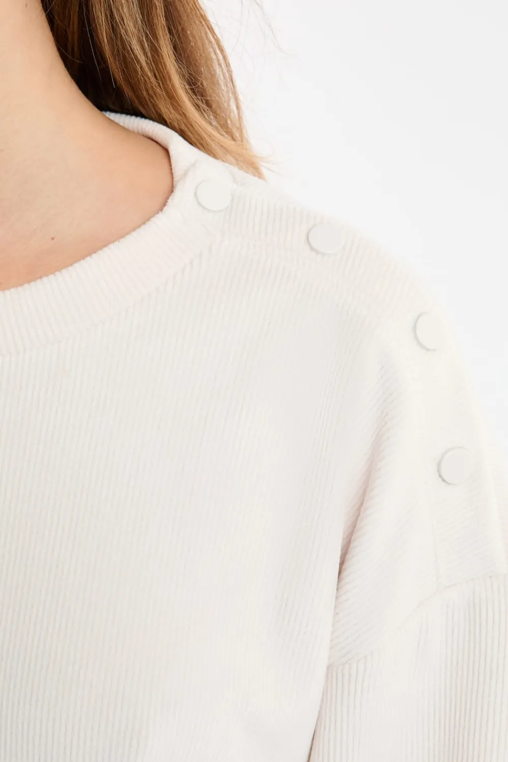 Sale ETAM Sudadera de pijama con cuello redondo crudo