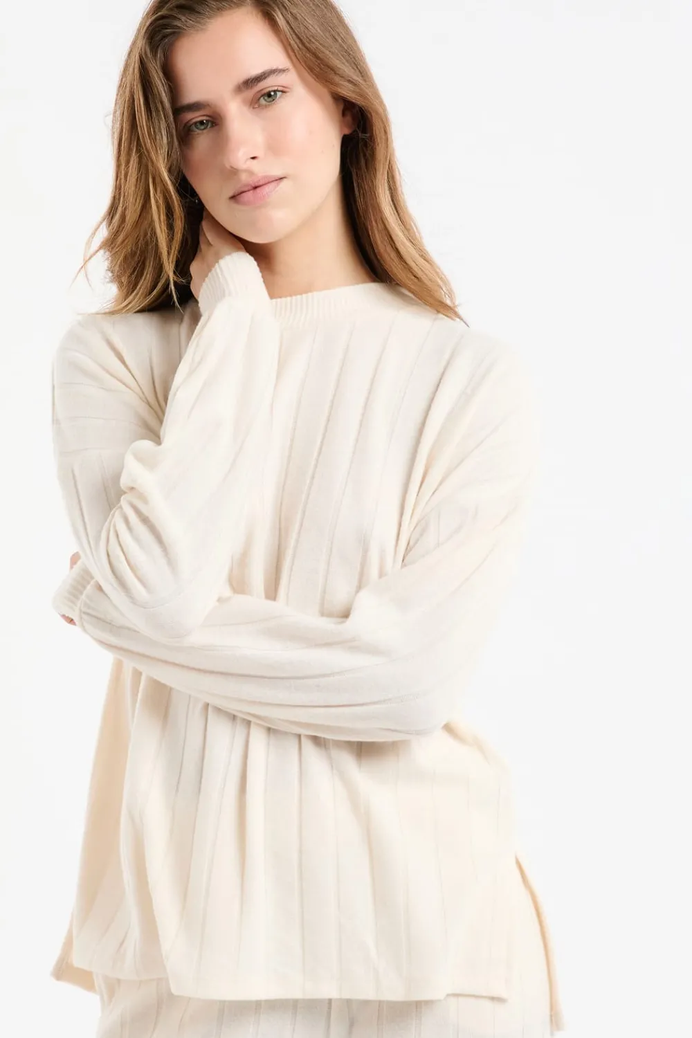 New ETAM Sudadera de pijama con cuello redondo crudo
