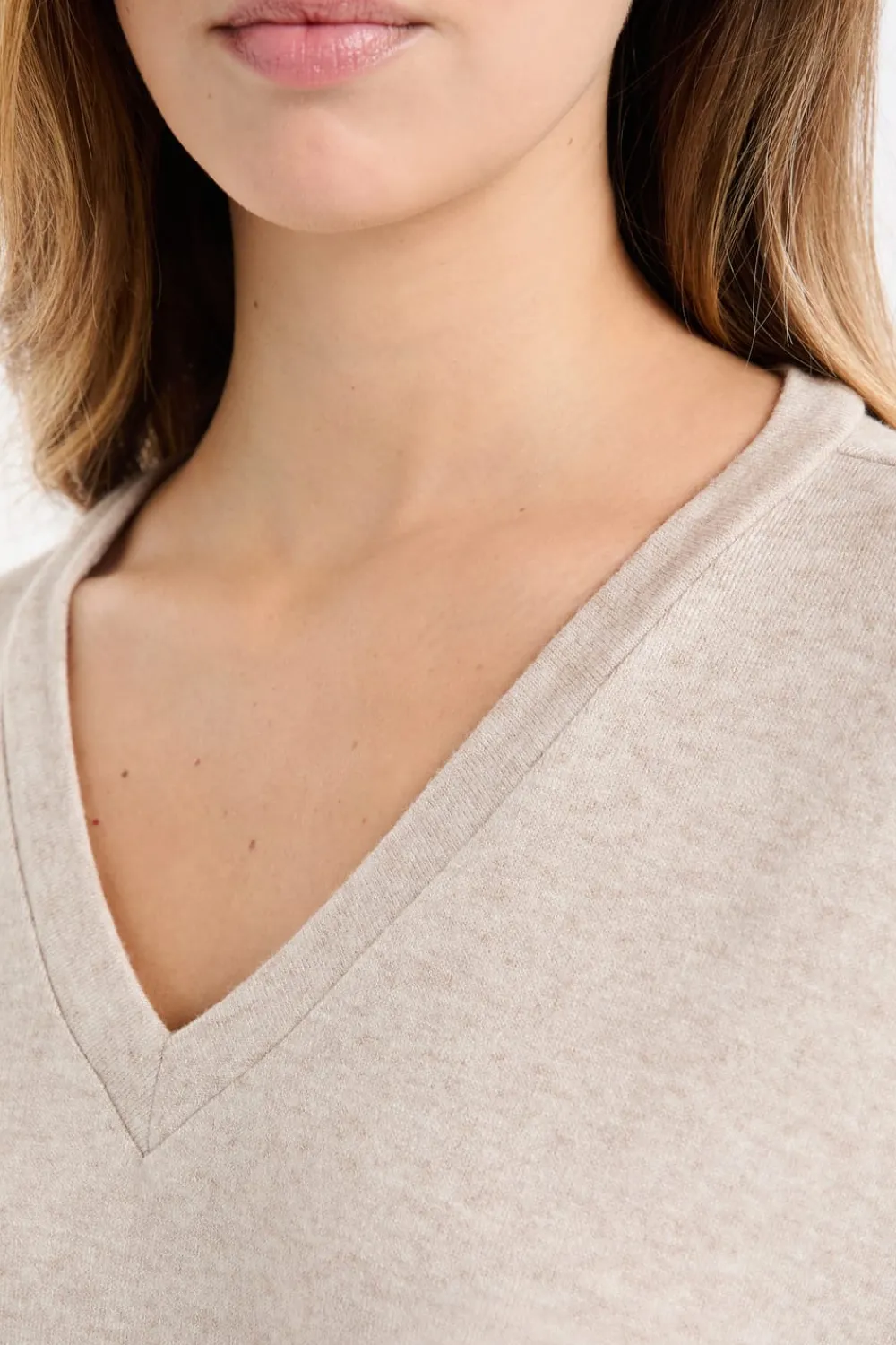 New ETAM Sudadera de pijama con cuello en V MARRÓN