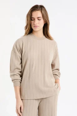 Outlet ETAM Sudadera de pijama con cuello redondo TAUPE