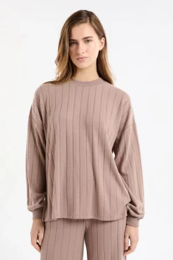 Discount ETAM Sudadera de pijama con cuello redondo MARRÓN