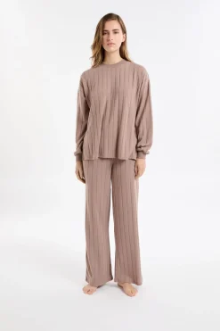 Discount ETAM Sudadera de pijama con cuello redondo MARRÓN