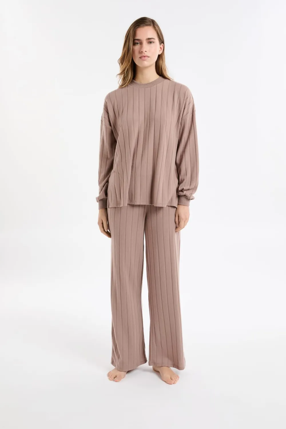 Discount ETAM Sudadera de pijama con cuello redondo MARRÓN