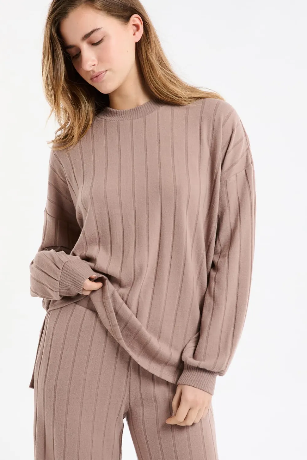 Discount ETAM Sudadera de pijama con cuello redondo MARRÓN