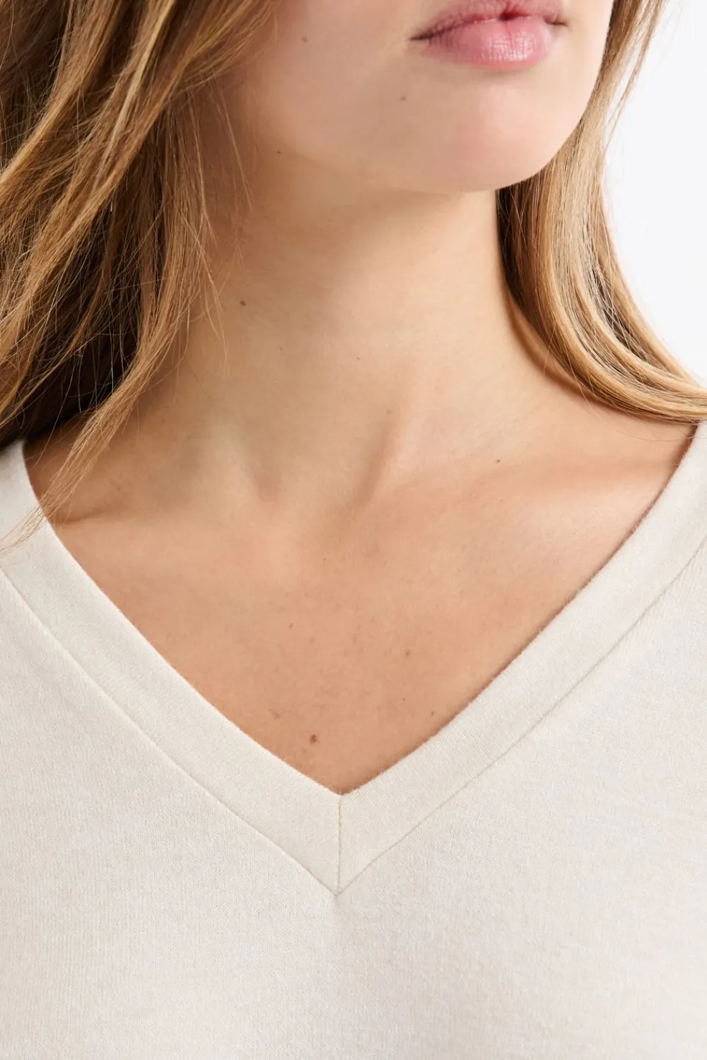 Clearance ETAM Sudadera de pijama con cuello en V BEIGE