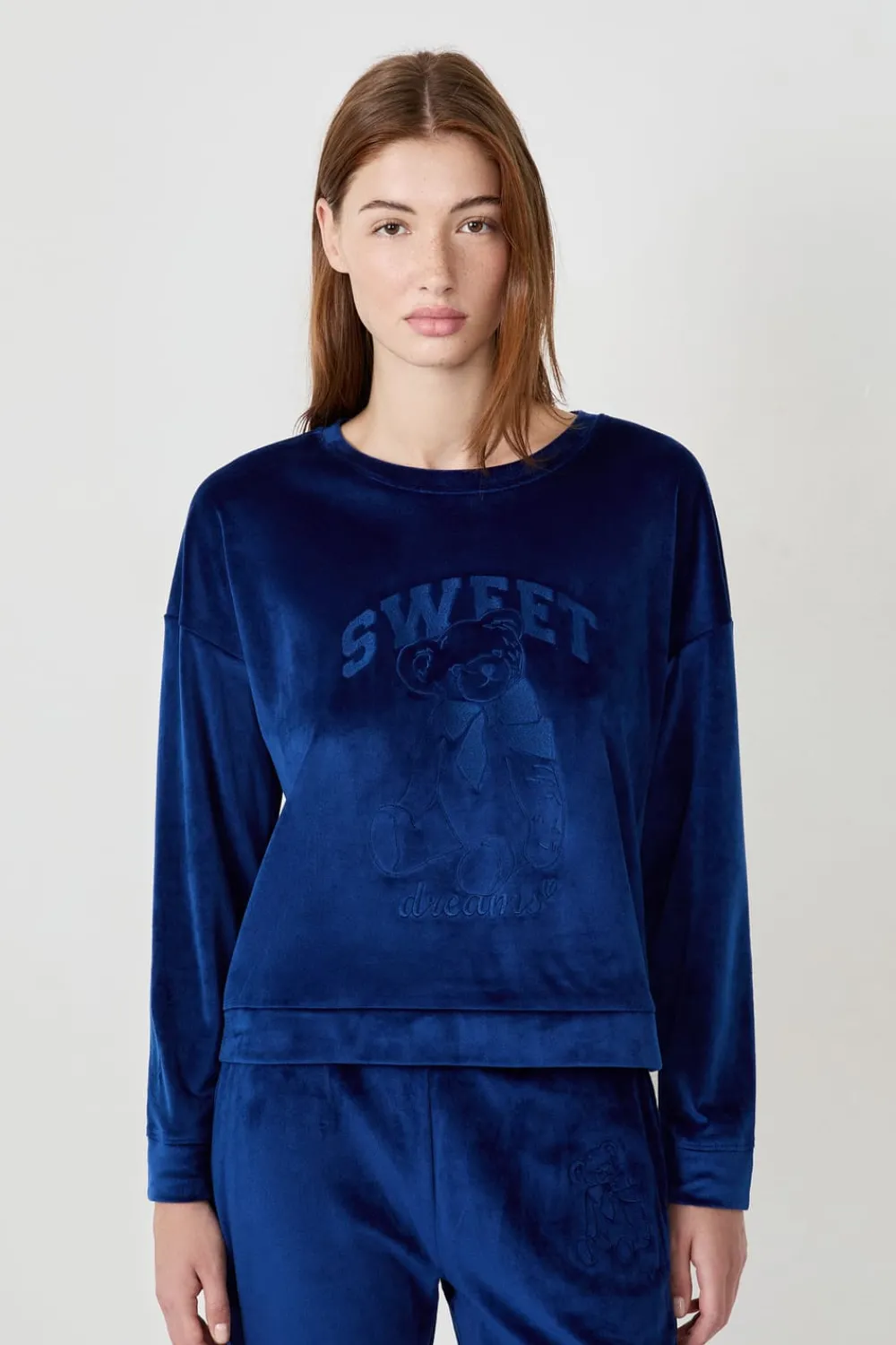 ETAM Sudadera de pijama con efecto terciopelo AZUL MARINO