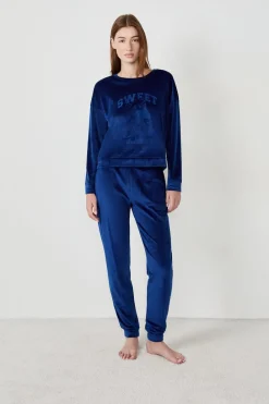 ETAM Sudadera de pijama con efecto terciopelo AZUL MARINO